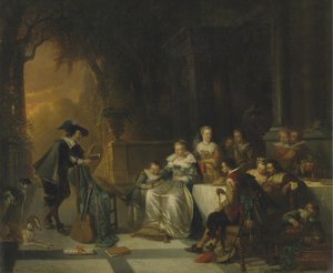 John Dryden Leest een van Zijn Gedichten Voor aan het Hof, 1869 door Adrien Ferdinand de Braekeleer