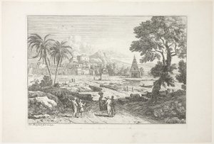 Landschap met twee palmen door Adrien Manglard
