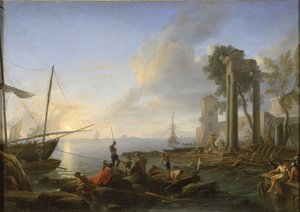Marina bij zonsondergang door Adrien Manglard