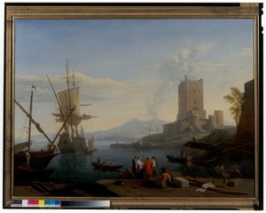 Haven met de Vesuvius op de achtergrond door Adrien Manglard