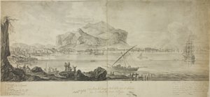 Uitzicht op de stad en haven van Palermo met uitzicht op Monte Pellegrino door Adrien Manglard
