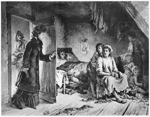 In het huis van de armen, ca. 1880 door Adrien de Boucherville