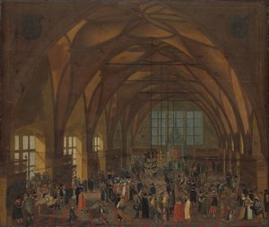 Het interieur van de Vladislav Hall, Praag door Aegidius Sadeler (II) (copy after)