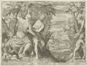 Angelica en Medoro door Egidius  Sadeler (II)