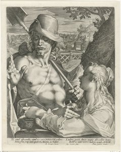 Christus verschijnt als tuinman aan Maria Magdalena (Noli mi tangere) door Egidius  Sadeler (II)