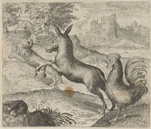 Fabel van de leeuw, ezel en haan