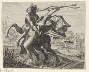 Fabel van de ontvoering van een vrouw door een centaur door Egidius  Sadeler (II)