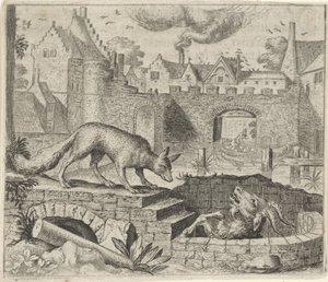 Fabel van de vos en de geit door Egidius  Sadeler (II)