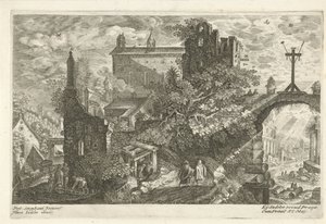 Houten kruis aan oude stadspoort