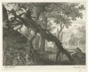 Konijnenjacht in een boslandschap