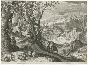 November en december. De twaalf maanden in zes Italiaanse landschappen (series title) door Egidius  Sadeler (II)