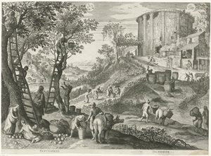 September en oktober. De twaalf maanden in zes Italiaanse landschappen (series title) door Egidius  Sadeler (II)