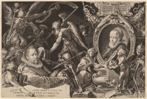 Bartholomaeus Spranger en zijn Wijlen Vrouw Christina Muller door Aegidius Sadeler II, after Bartholomaeus Spranger