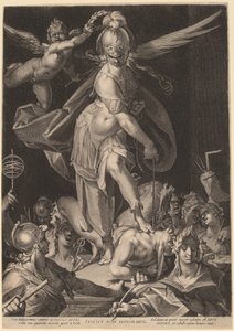 Wijsheid overwint onwetendheid door Aegidius Sadeler II, after Bartholomaeus Spranger