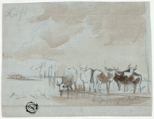 Vee in het water door Aelbert Cuyp