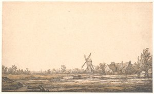 Landschap met een molen door Aelbert Cuyp