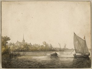 Uitzicht op IJsselmonde Gezien Over de Nieuwe Maas