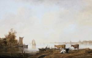 Gezicht op de Maas bij Dordrecht door Aelbert Cuyp