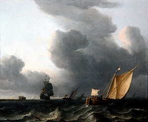 Twee Nederlandse Smalschepen en een Oorlogsschip