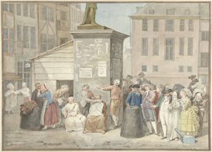Plein met monniken en nonnen tijdens de revolutie in België, 20 oktober 1787 door Aert Schouman (signed by artist)