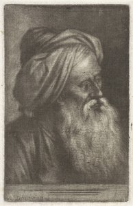 Buste van een man met tulband door Aert Schouman