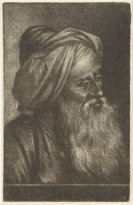 Buste van een man met tulband door Aert Schouman