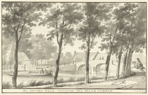 De Hoornbrug tussen Den Haag en Delft door Aert Schouman