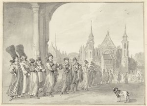 Het gezantschap van de Tsaar van Moskou op weg naar de Statenvergadering in Den Haag, 4 november 1631 door Aert Schouman