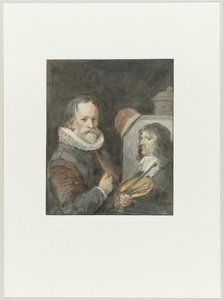 Portret van Michiel van Mierevelt, terwijl hij schildert