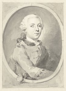 Portret van Willem V, Prins van Oranje-Nassau, naar rechts, in ovaal door Aert Schouman