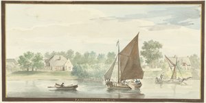 Zeilend schip op de Beneden Merwede bij de Papendrechtse dijk