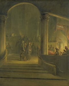 Christus voor Kajafas door Aernt de Gelder