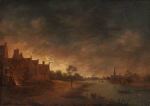 Riviergezicht bij maanlicht door Aert van der Neer (copy after)