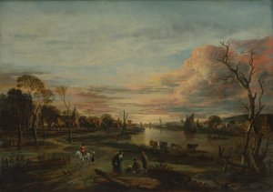 Landschap bij zonsondergang