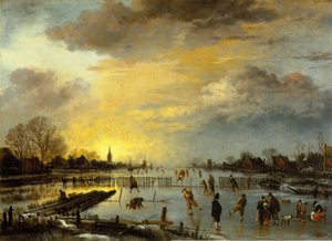 Winterlandschap met Schaatsers