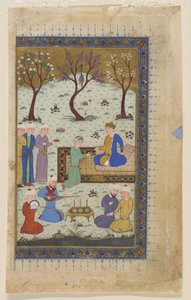 Een prins op de troon omringd door bedienden, 1425-30