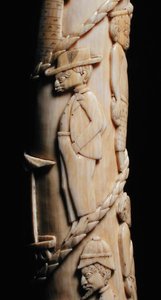 Gesneden slagtand, Congo (detail) door African