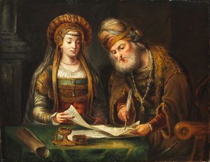 Esther en Mordechai door After Arent de Gelder