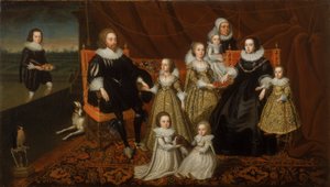 Portret van Sir Thomas Lucy en zijn Familie door After Cornelius Johnson