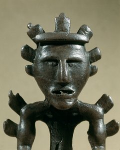 Prehistorie: bronzen krijgersfiguur van de Tresor van Galic (Kostroma, Rusland). 1500 v.Chr. Bronstijd. Moskou, Staats Historisch Museum door Age Bronze