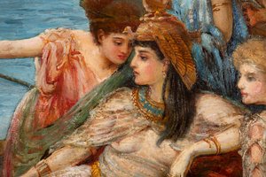 De Vlucht van Antony en Cleopatra van de Slag bij Actium, c.1897 door Agnes Pringle