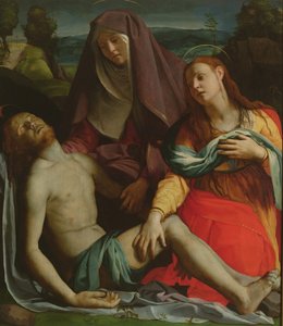 Dode Christus tussen de Maagd en Maria Magdalena