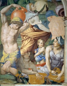 Het verzamelen van manna (detail), 1540-1545 door Agnolo Bronzino