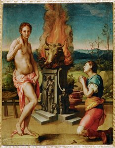 Pigmalion en Galatea (schilderij op hout) door Agnolo di Cosimo Bronzino