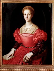 Portret van Lucrezia Panciatichi, vrouw van Bartolomeo Panciatichi (olieverf op doek)
