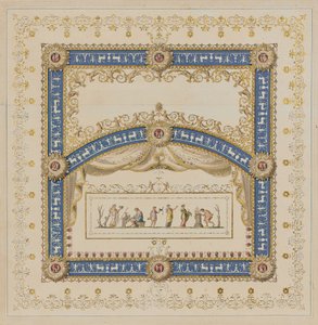 Plafondontwerpen in de Antieke Stijl, met Centrale Scènes van de Goden in Friezen