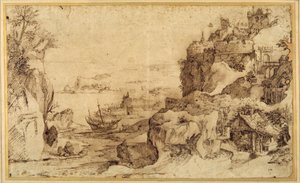Neerwaarts uitzicht op een versterkte haven