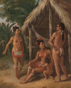 Een Caribisch Gezin van de Benedenwindse Eilanden buiten een Hut door Agostino Brunias