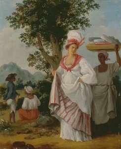 Een West-Indische creoolse vrouw bediend door haar zwarte dienaar door Agostino Brunias
