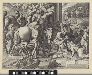 Aanbidding door de koningen (deel linksonder) door Agostino Carracci
